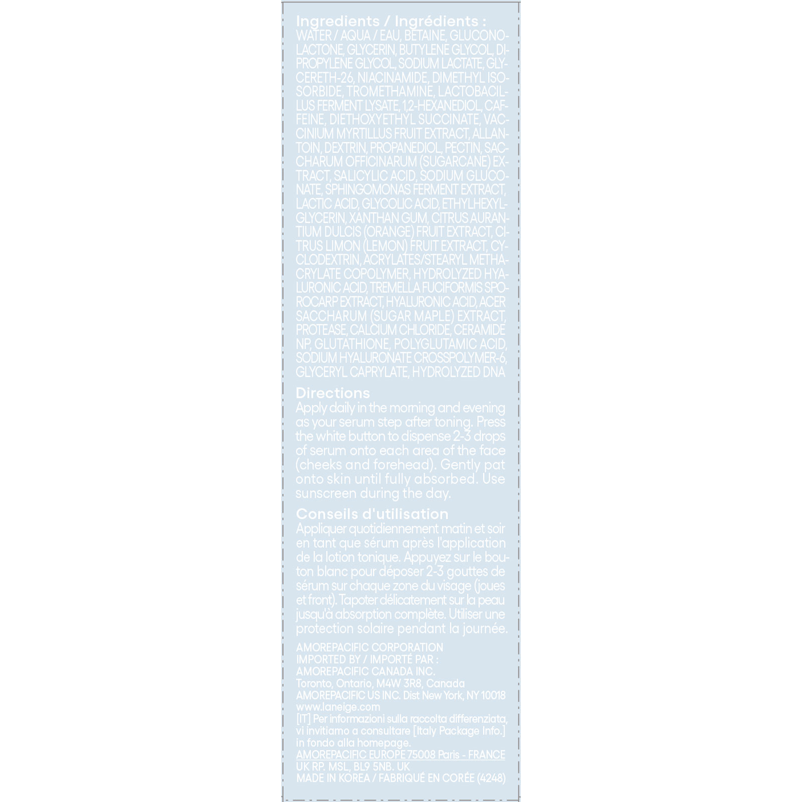 ラネージュ ウォーターバンク アクアフェイシャル 30ml アモーレパシフィックジャパン