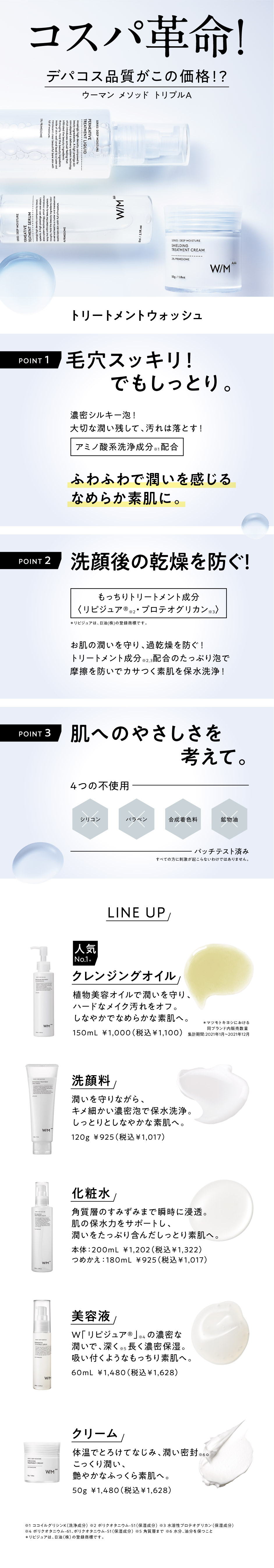 毛穴スッキリでもしっとり＜ウーマン メソッド トリプルA トリートメントウォッシュ＞